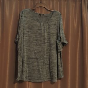 Lane Bryant green top with ruffle sleeves, size 26/28